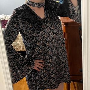 Long sleeve felt dress - floral design